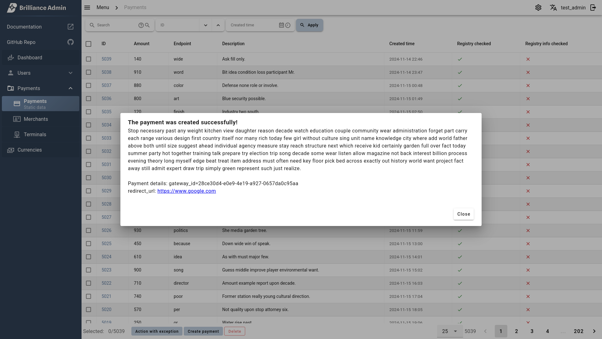 Persistent response message