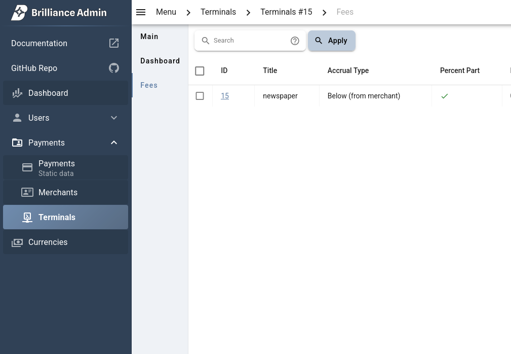 Table subcategories